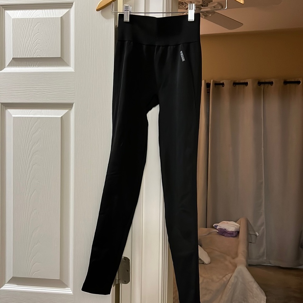 Gymshark Flex High Waisted Leggings Size XS in Black with Grey Logo